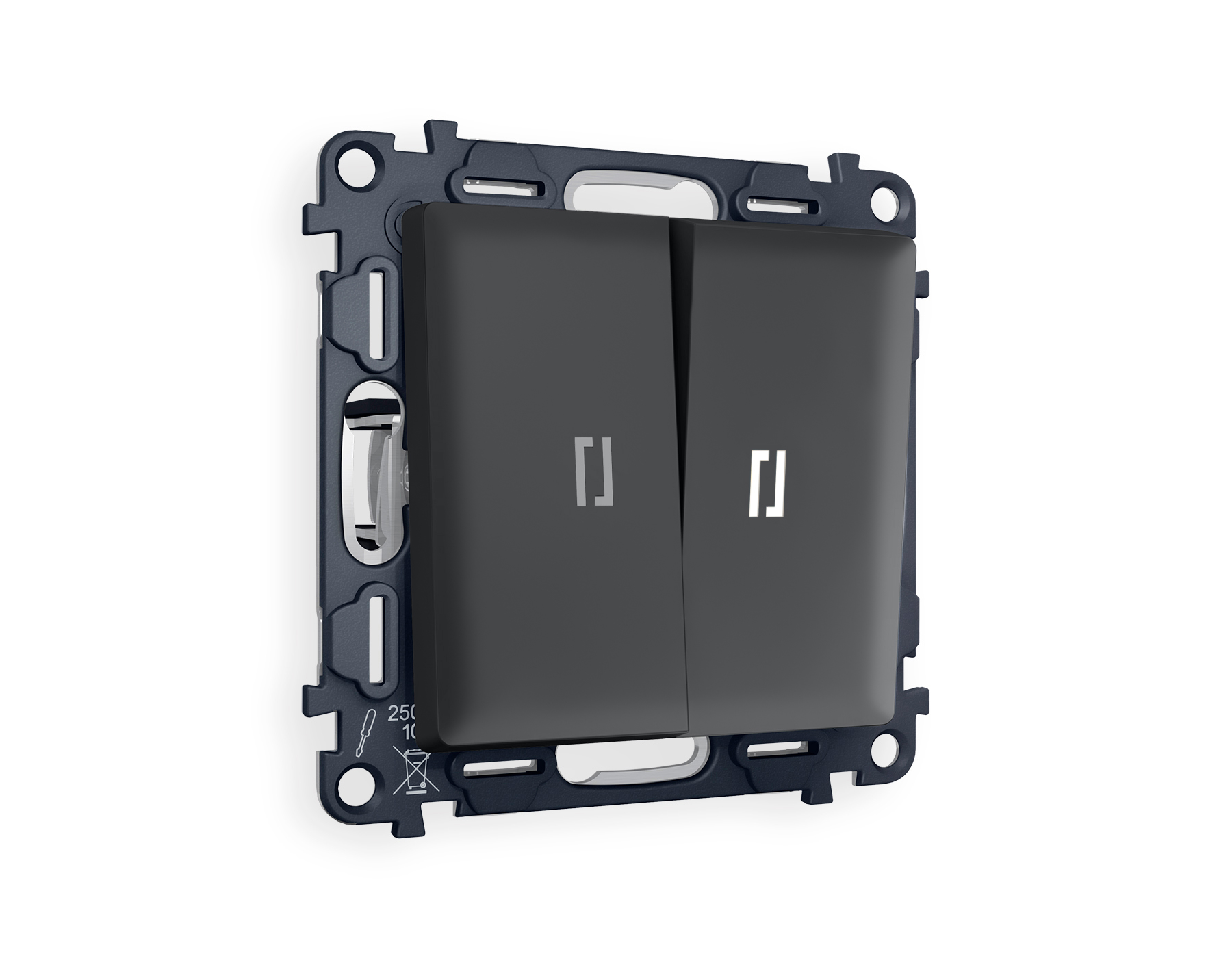 MA904035 Комплект механизма 2-кл прох.выкл с подсв5600K ALFA Графит мяг/кас QUANT(AP9040,VM120,G25W)