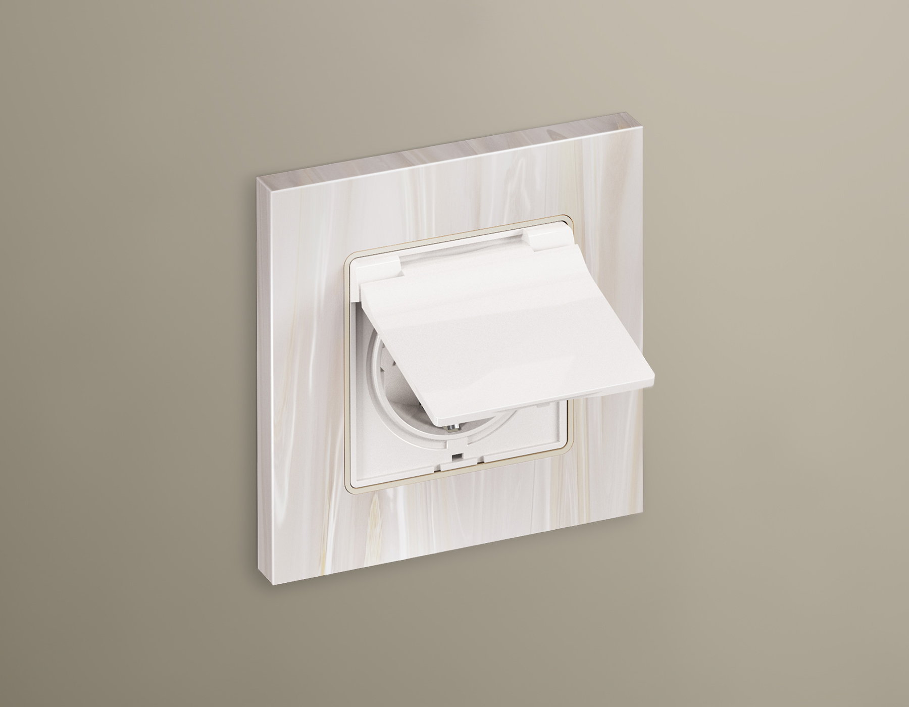 MA108010 Комплект механизма электр розетки ALFA Белый глянец с/з шторк/крыш IP44 QUANT(AP1080,VM141)