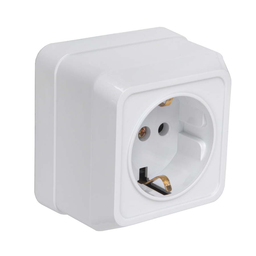 Розетка 1-местная с/з IP20 16А 250В, серия Альфа (керамика) белая (1/200)