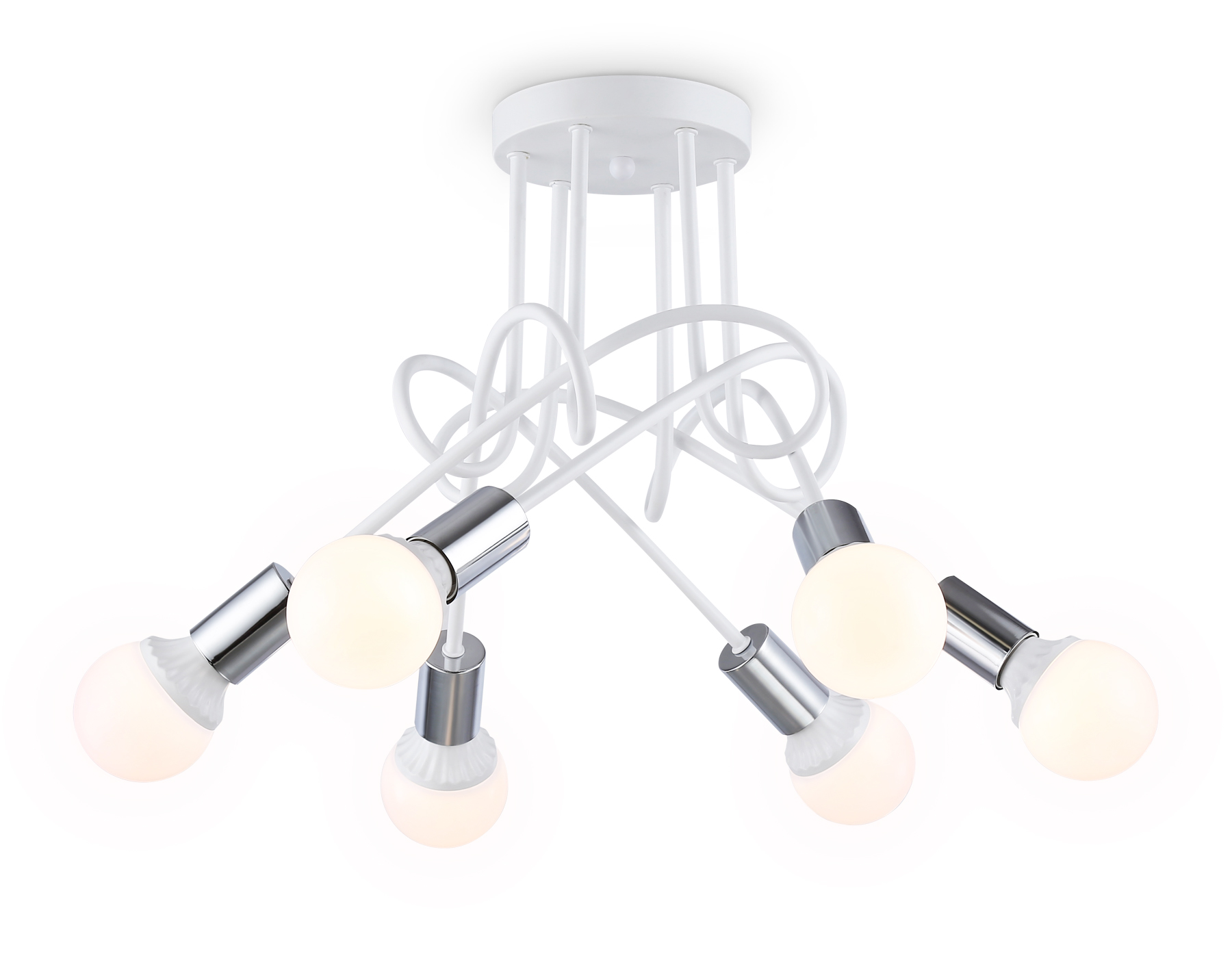 Люстра потолочная Ambrella TR80417/5 WH/CH белый/хром E27/5 max 60W D690*370