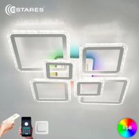 Люстра светодиодная ESTARES OVAL ICE RGB 180W 7S-APP-960x750x110-WHITE/CLEAR-220-IP20 управляемая