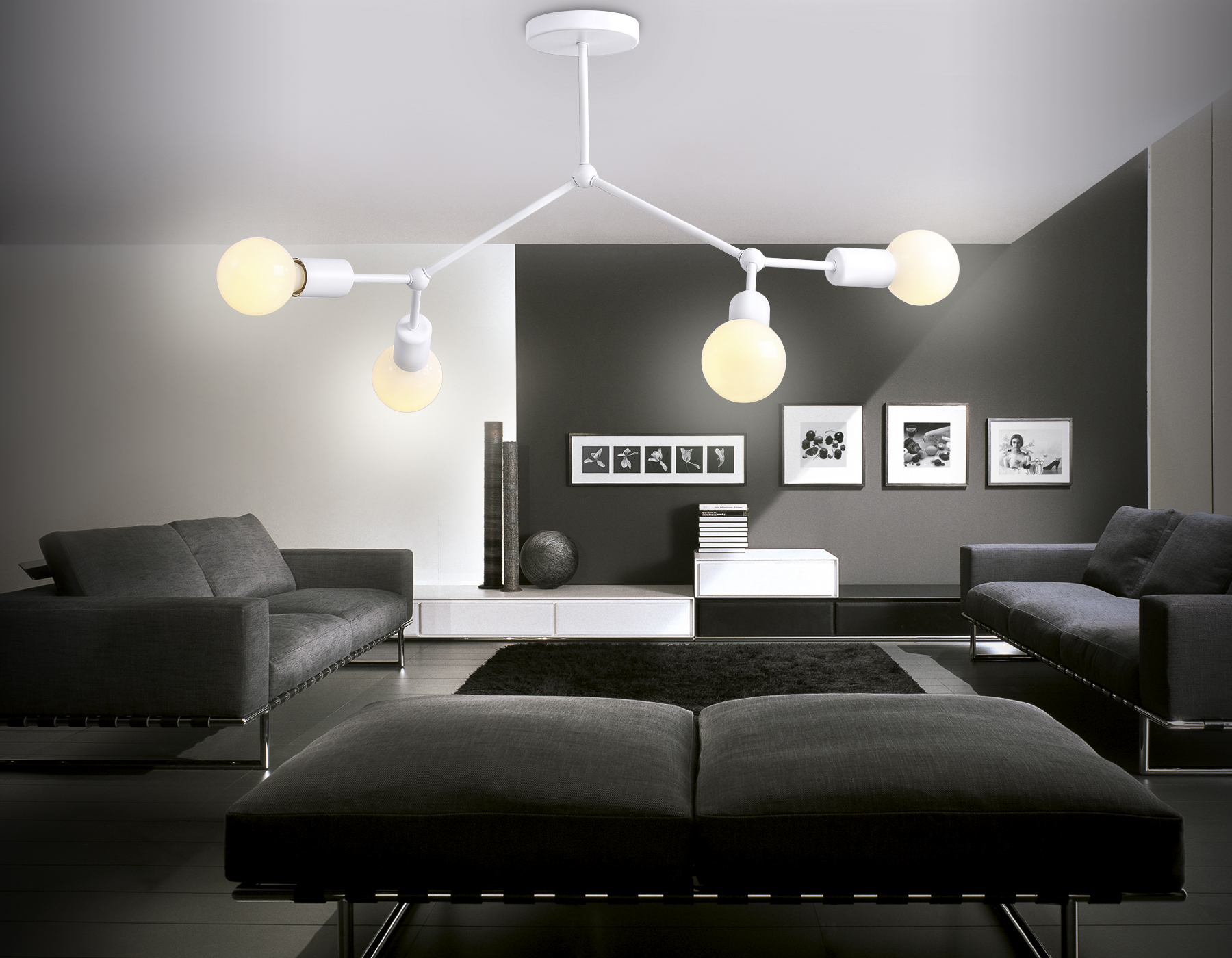 Потолочный светильник в стиле лофт Ambrella TR8031/4 WH белый E27*4 max 40W D670*440