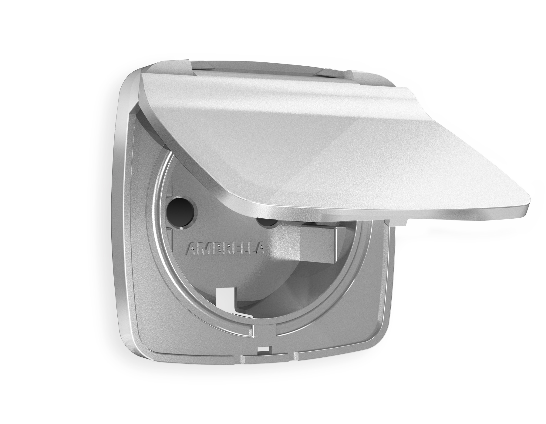 OP4080 Лицевая панель OMEGA (Серебро глянец) для электр розетки с/з со шторк и защитн кр IP44 QUANT