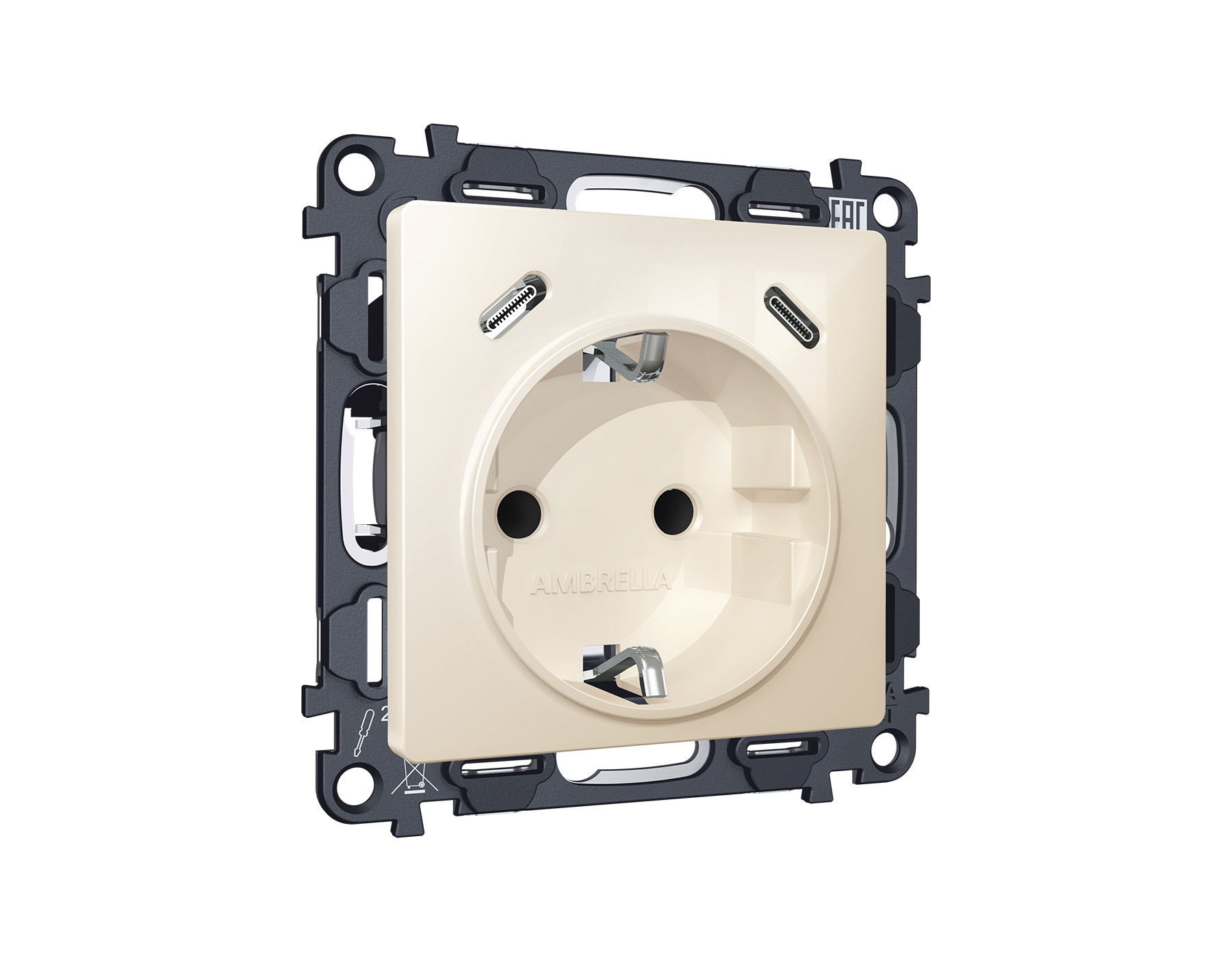 MA310510 Комплект механизма электрической розетки 2USB С+C 20W с/з на винтовых зажимах 16A-250V ALFA