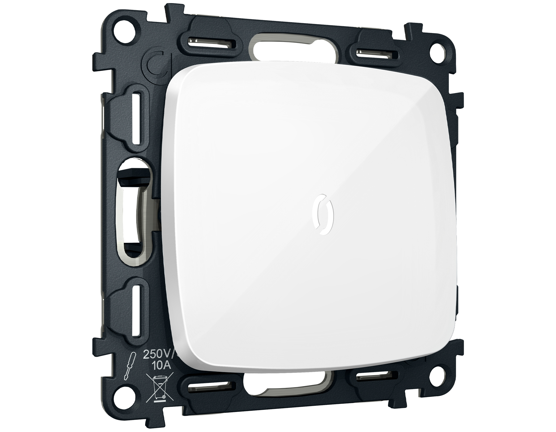 MO102035 Комплект механизма 1-кл прох.выкл с подсв 5600K OMEGA Белый глянец QUANT(OP1020,VM105,G25W)