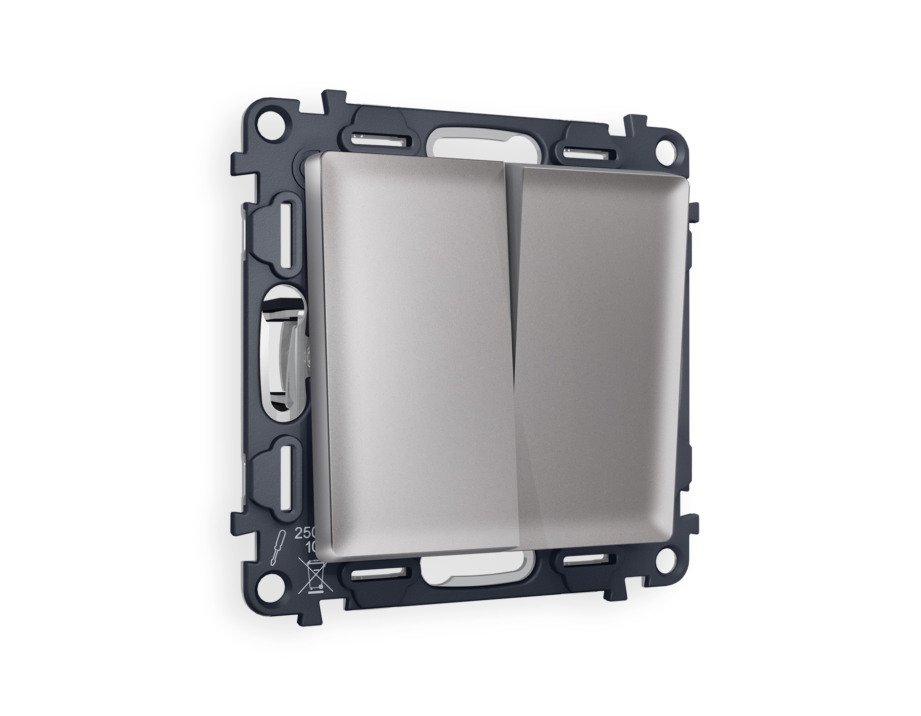 MA503020 Комплект механизма 2-кл проходного выключателя ALFA Сталь матовый QUANT (AP5030, VM120)