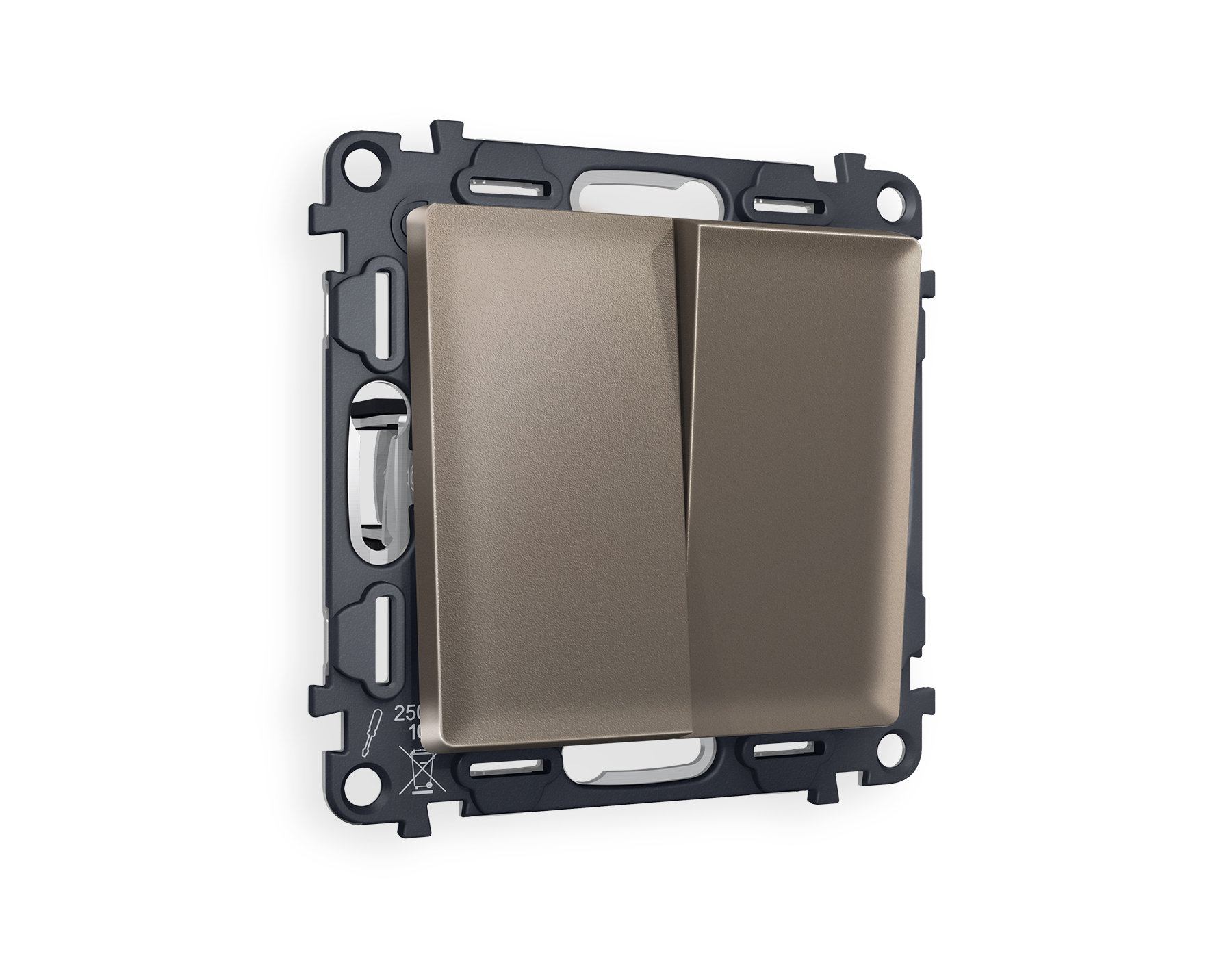 MA633030 Комплект механизма 2-клавишного перекрестного выключателя 10A-250V ALFA Темная бронза матов