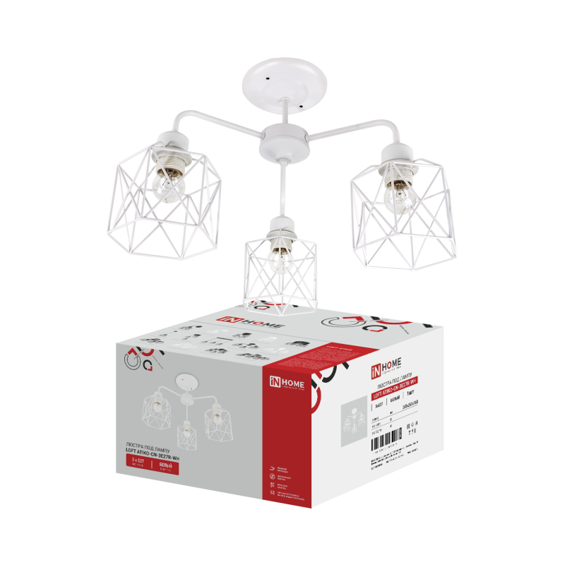 Люстра под лампу LOFT ATIKO-СN-3E27R-WH 3хЕ27 белый IN HOME