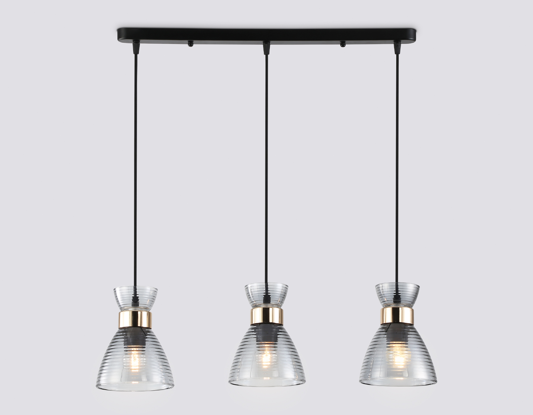 Светильник подвесной Ambrella TR3407/3 BK/FGD/SM черный/золото/дымчатый E27/3 max 60W 550*135*1000