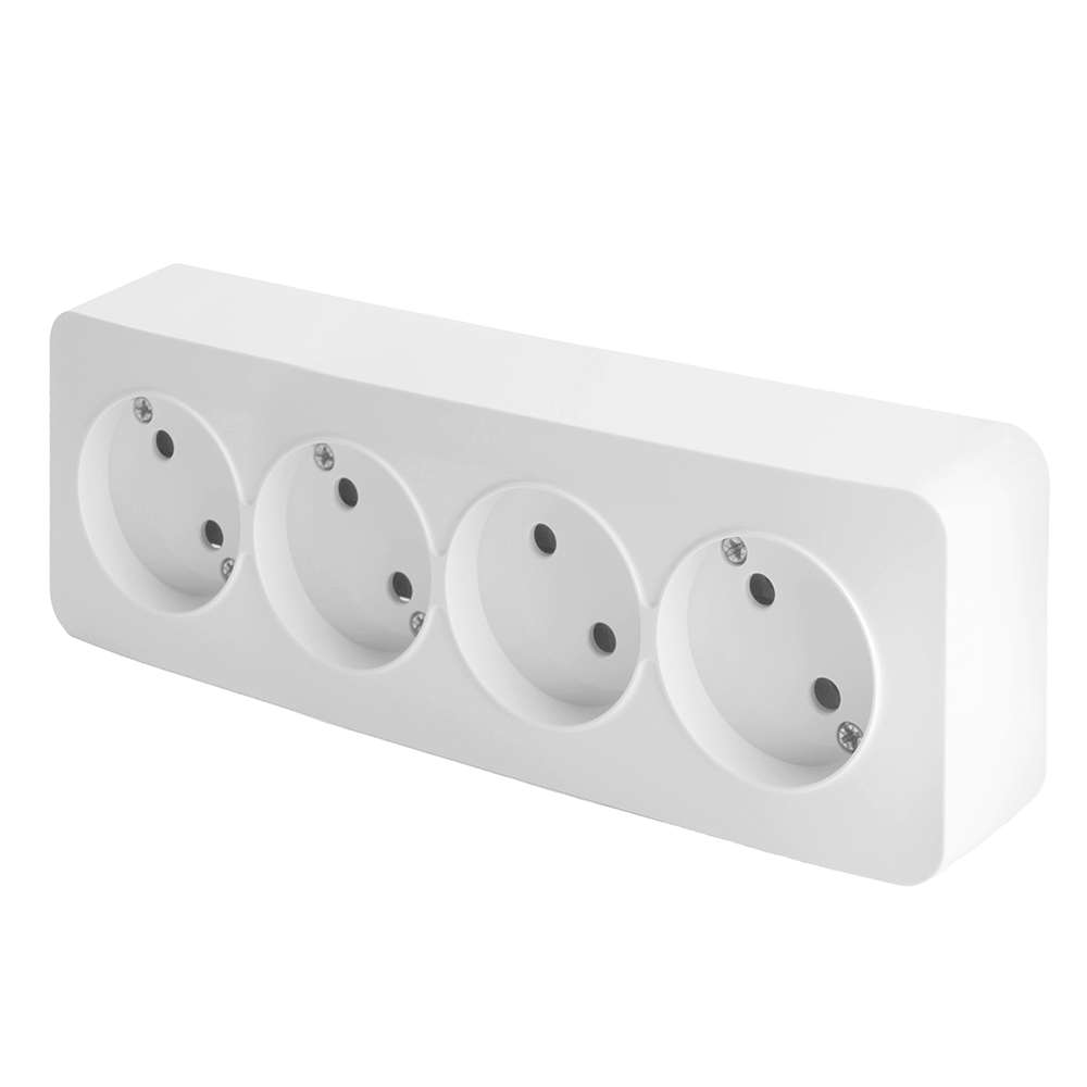 Розетка 4-местная б/з, серия София, 250В, 10А, IP20, MST10-14-01, белый (4/80)