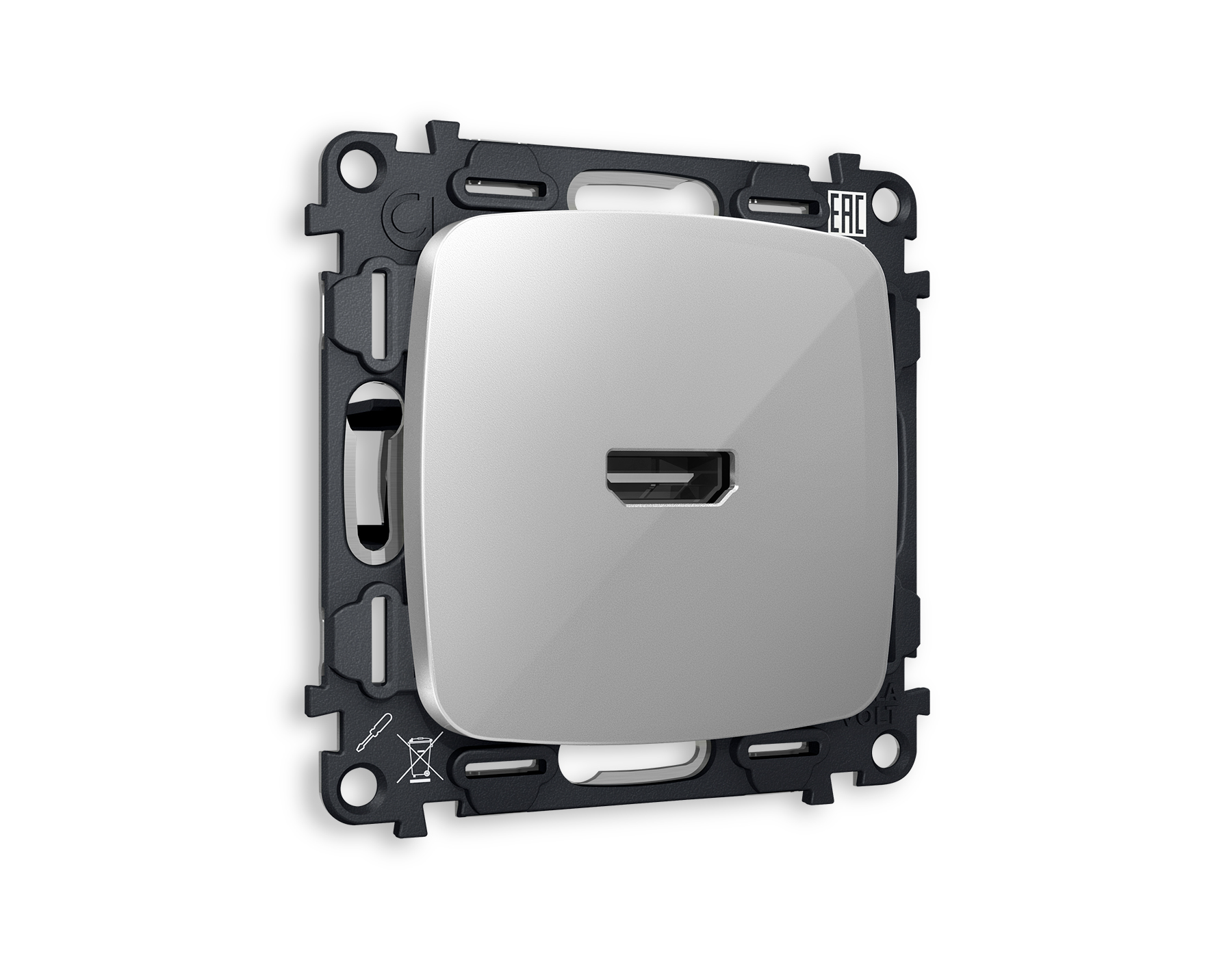 MO414010 Комплект механизма розетки HDMI 2.0 OMEGA Сереб глянец 40V/500mA 2.0GHz QUANT(OP4140,VM222)