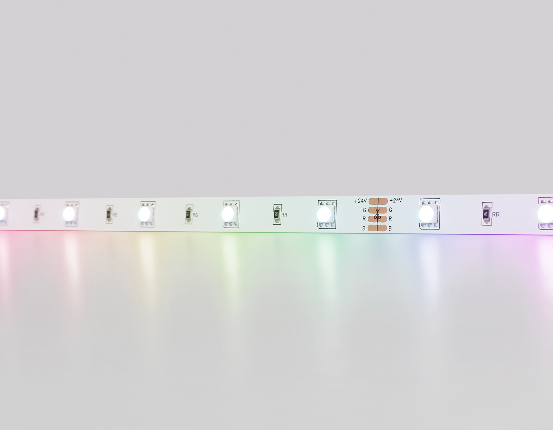 Светодиодная лента AMBRELLA GS4301 5050 30Led/ 7.2W m/ 24V IP20 RGB/ 5000*10*1.87mm (4 конт.)