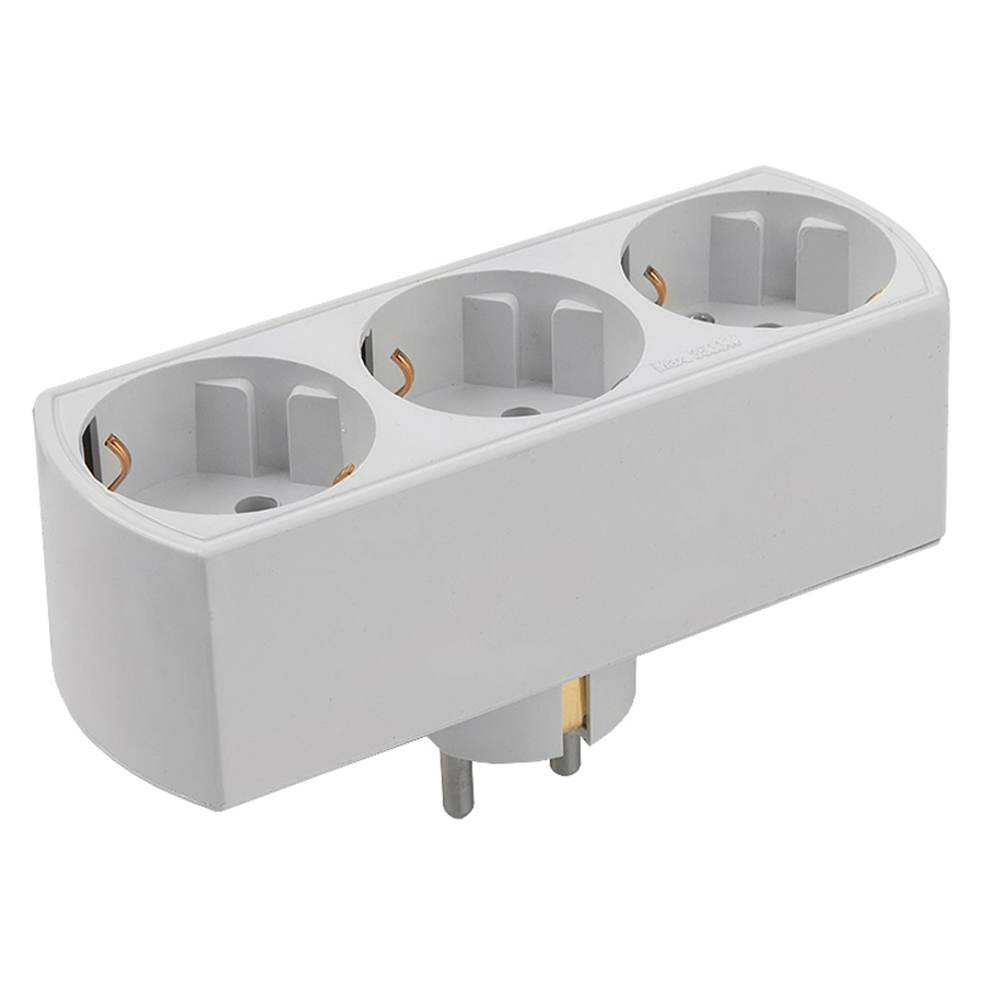 Сетевой разветвитель GTS-F-3-16-G, 16А, 3 места, плоский, с заземлением