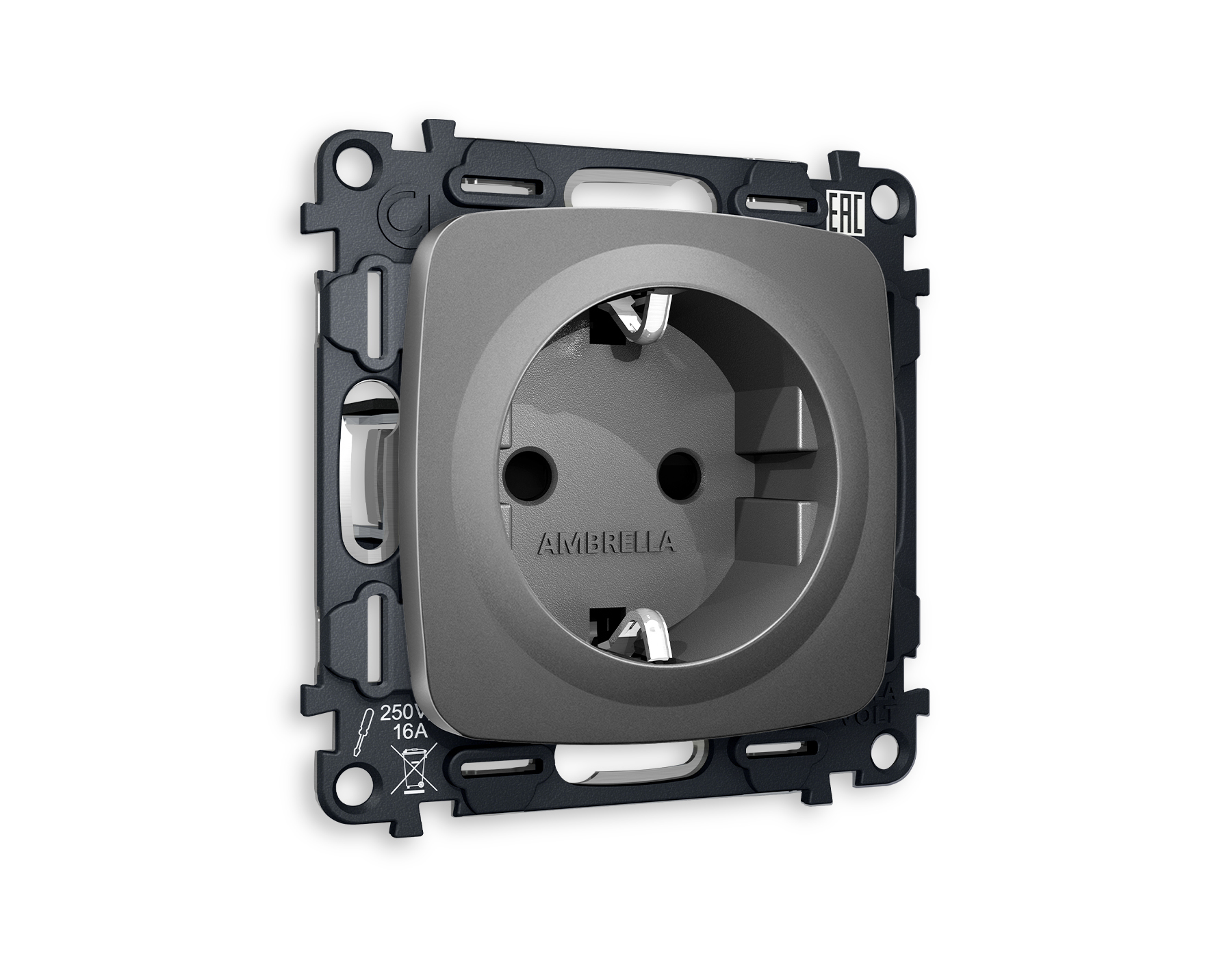 MO657010 Комплект механизма электр розетки OMEGA Антрацит серый с/з шторк QUANT (OP6570,VM141)