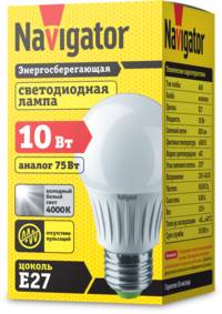Лампа светодиодная NAVIGATOR 94388 NLL-A60-10-230-4K-E27
