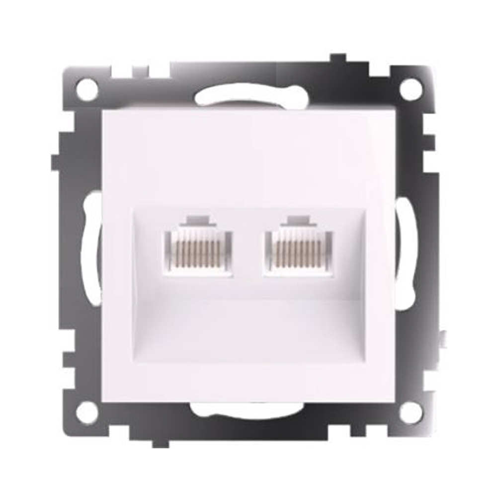 Розетка компьютерная 2-местная RJ-45 (механизм), серия Катрин, GLS00-7109-01, белый