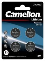 Батарейка CAMELION CR2032 BL-4 (CR2032-BP4, батарейка литиевая,3V)