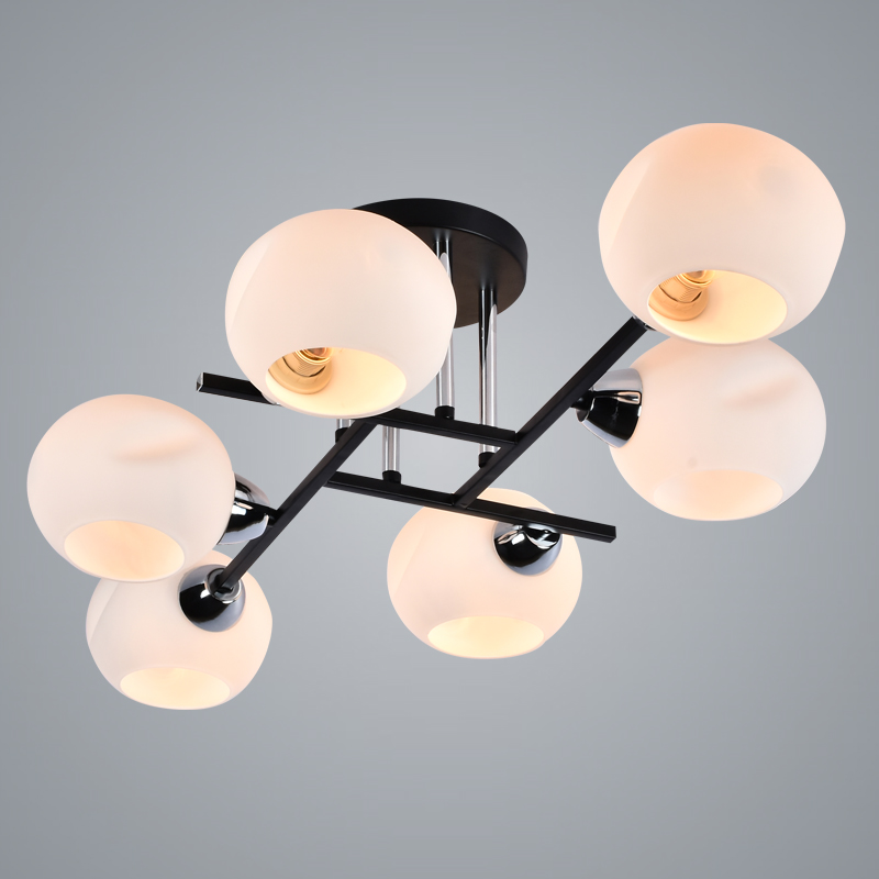 Люстра XA1223/6 BK+CR черный/хром 6х60W E27 d800 h190, HN20