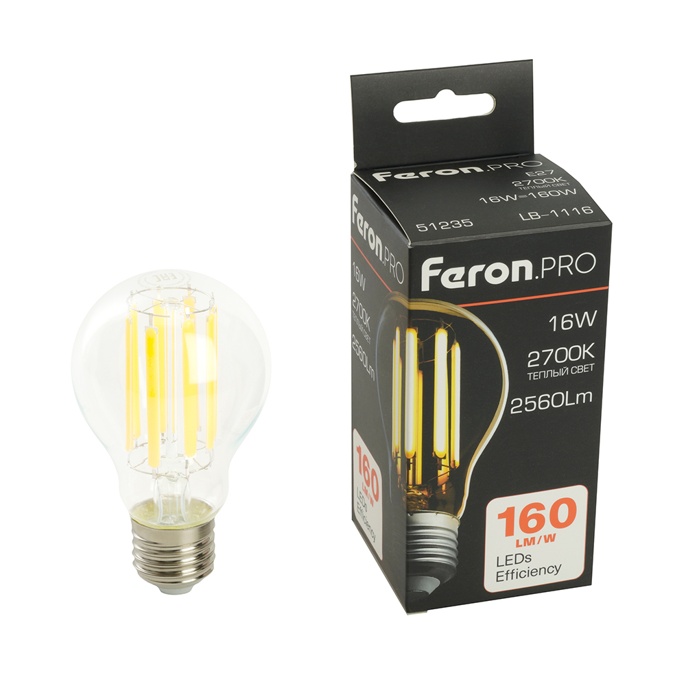 Лампа светодиодная FERON PRO LB-1116 2560LM 16W 175-265V E27 2700K