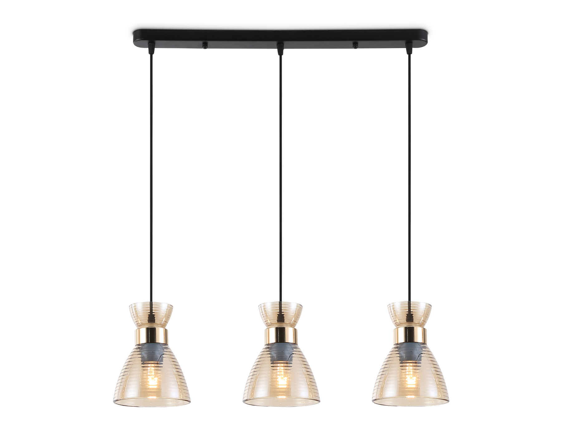 Светильник подвесной Ambrella TR3404/3 BK/FGD/TI черный/золото/янтарь E27/3 max 60W 550*135*1000