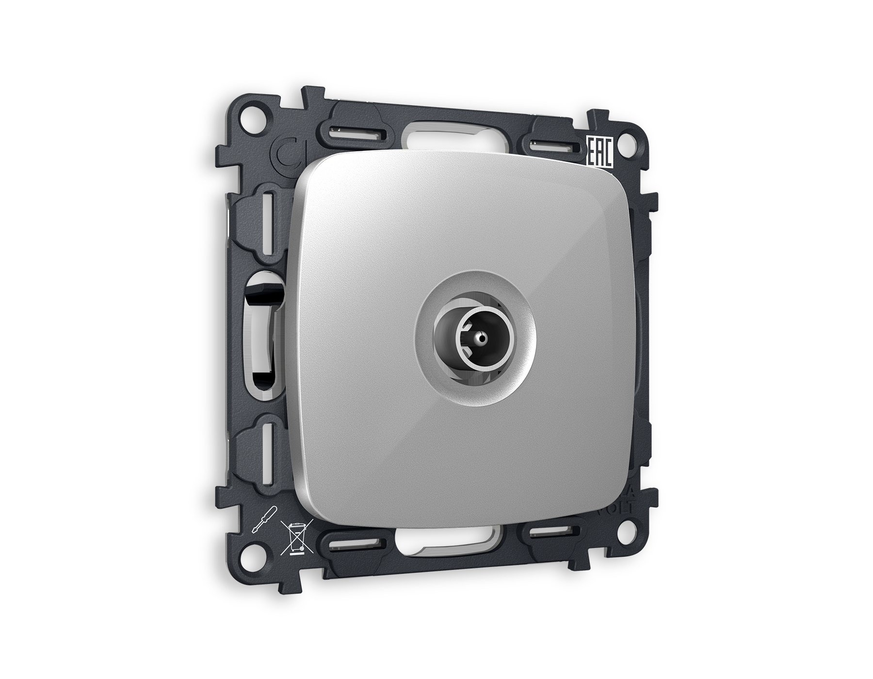 MO413030 Комплект механизма TV розетки прох OMEGA Серебро глянец 5-1000 MHz 4dB QUANT(OP4130,VM211)