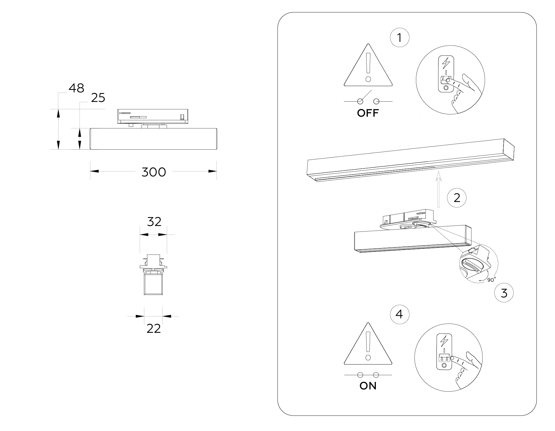 Трековый светодиодный светильник GL6765 BK черный LED 12W 3000K 300*22*48