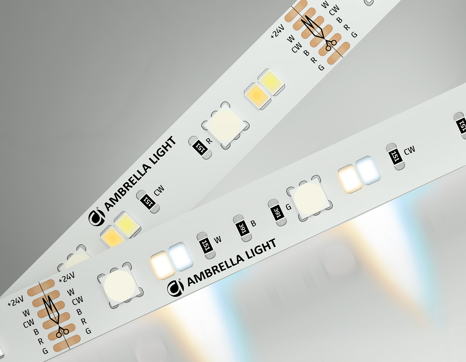 Светодиодная лента AMBRELLA GS4501 5050+2835 90Led/13W m/ 24V IP20 RGB+CCT 3000-6500K/5000*12*1.87mm