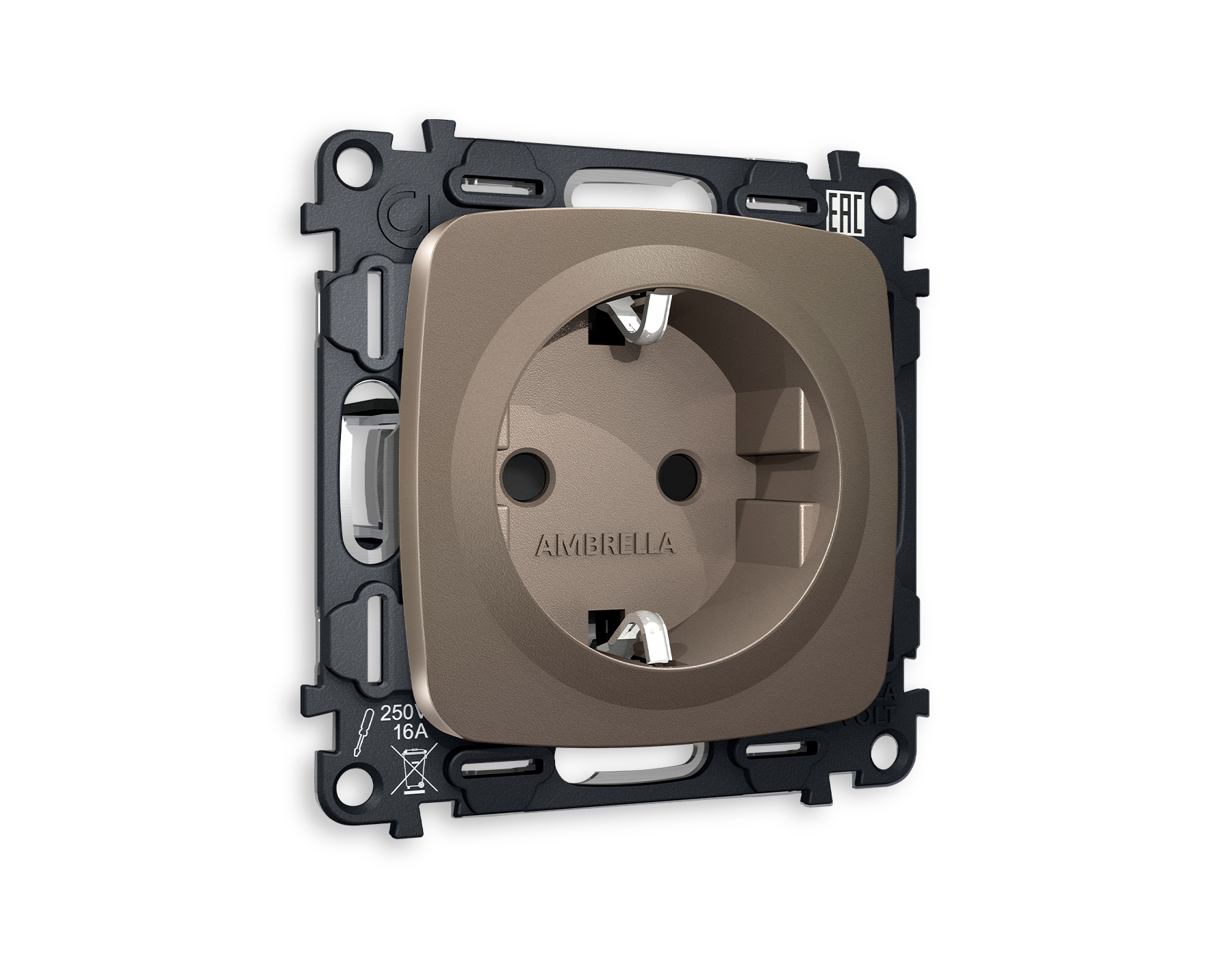 MO637010 Комплект механизма электр розетки OMEGA Темная бронза матовый с/з шторкQUANT (OP6370,VM141)