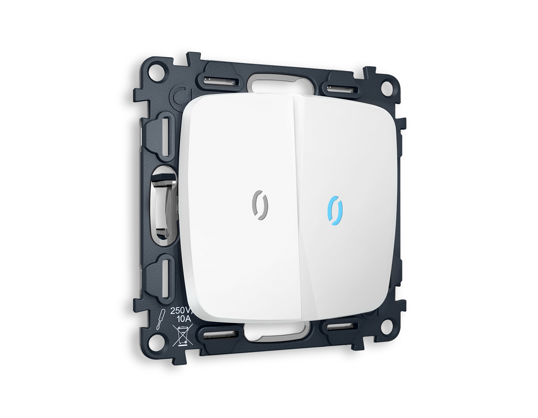 MO124020 Комплект механизма 2-кл выкл с подсв 10000K OMEGA Белый матовый QUANT(OP1240,VM115,G17B)