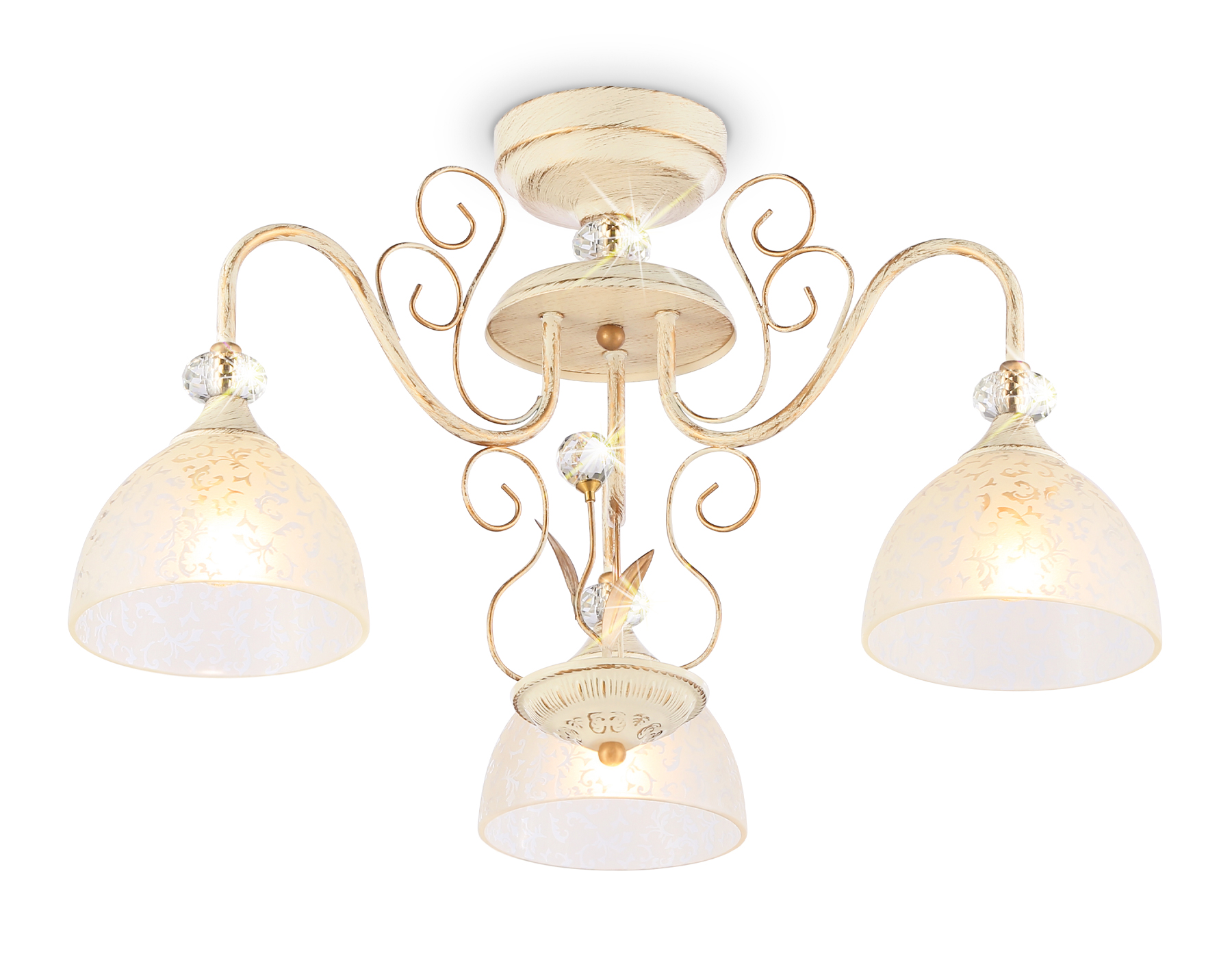 Люстра потолочная Ambrella TR3055/3 BG/GD/FR бежевый/золото/белый матовый E27/3 max 40W D600*380