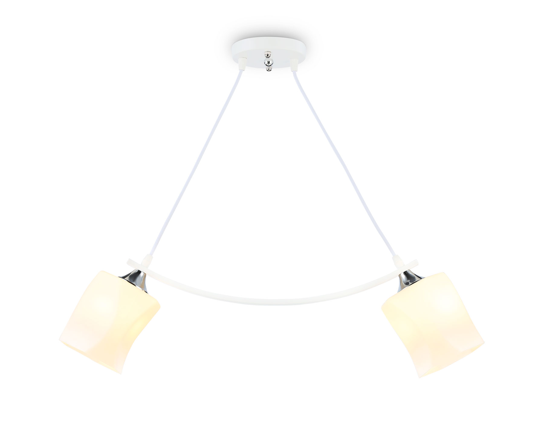 Люстра подвесная Ambrella TR303154/2 WH/CH/FR белый/хром/белый матовый E27/2 max 40W 640*115*410