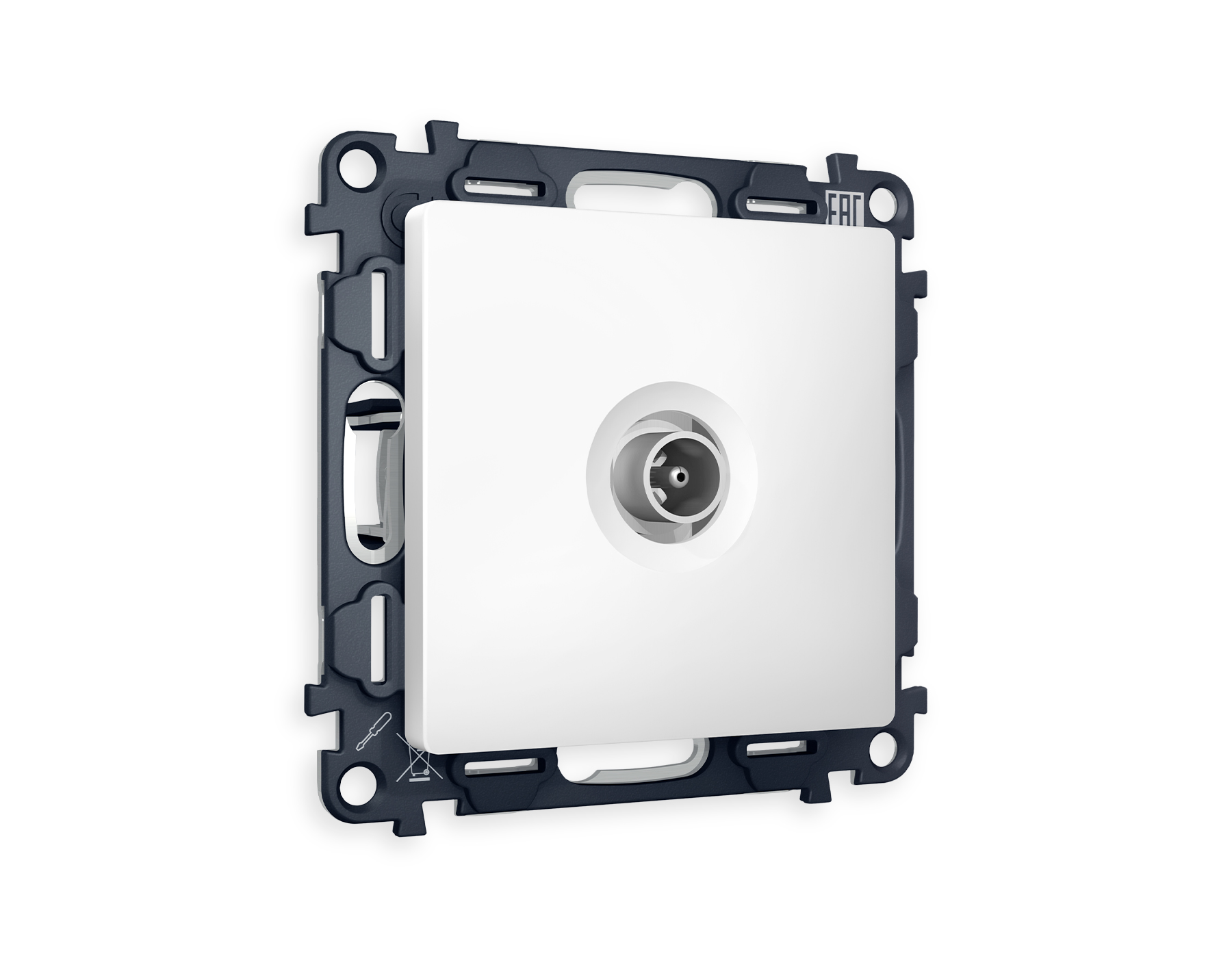 MA133030 Комплект механизма TV розетки проход ALFA Белый матовый 5-1000 MHz 4dB QUANT (AP1330,VM211)