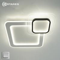 Люстра светодиодная ESTARES SUVON 90W 2S-ON/OFF-480x480x70-WHITE/BLACK/CLEAR-220-IP20
