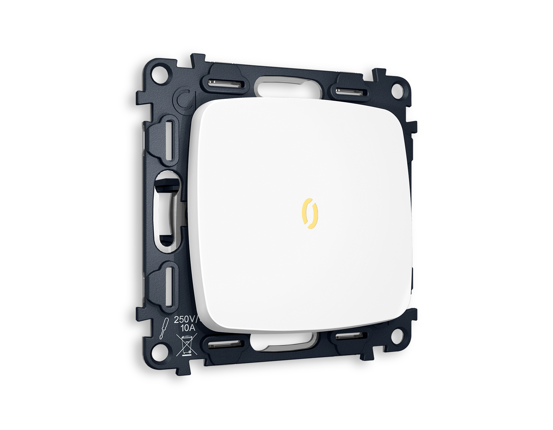 MO122030 Комплект механизма 1-кл прох.выкл с подсв 3200K OMEGA Белый матовы QUANT(OP1220,VM105,G22Y)