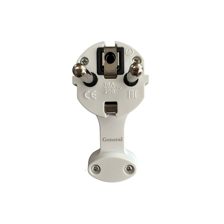 Вилка разборная General GRV-P-16-FС-G-W-IP20, 16А, угловая, плоская, с/з, белая, IP20, 1/20/200