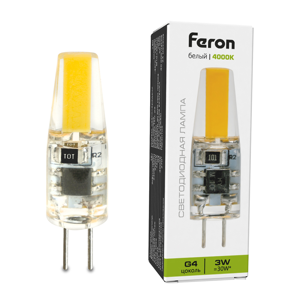 Лампа светодиодная FERON LB-423 (3W) 230V G4 4000K JC 