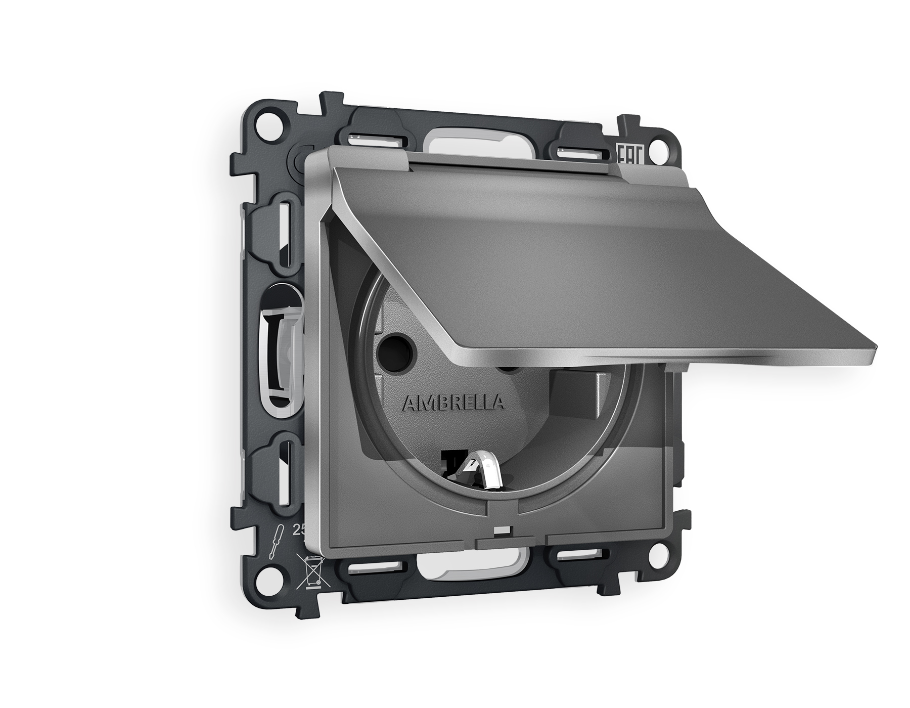 MA658010 Комплект механизма электр розетки ALFA Антрацит серы с/з штор/крыш IP44 QUANT(AP6580,VM141)