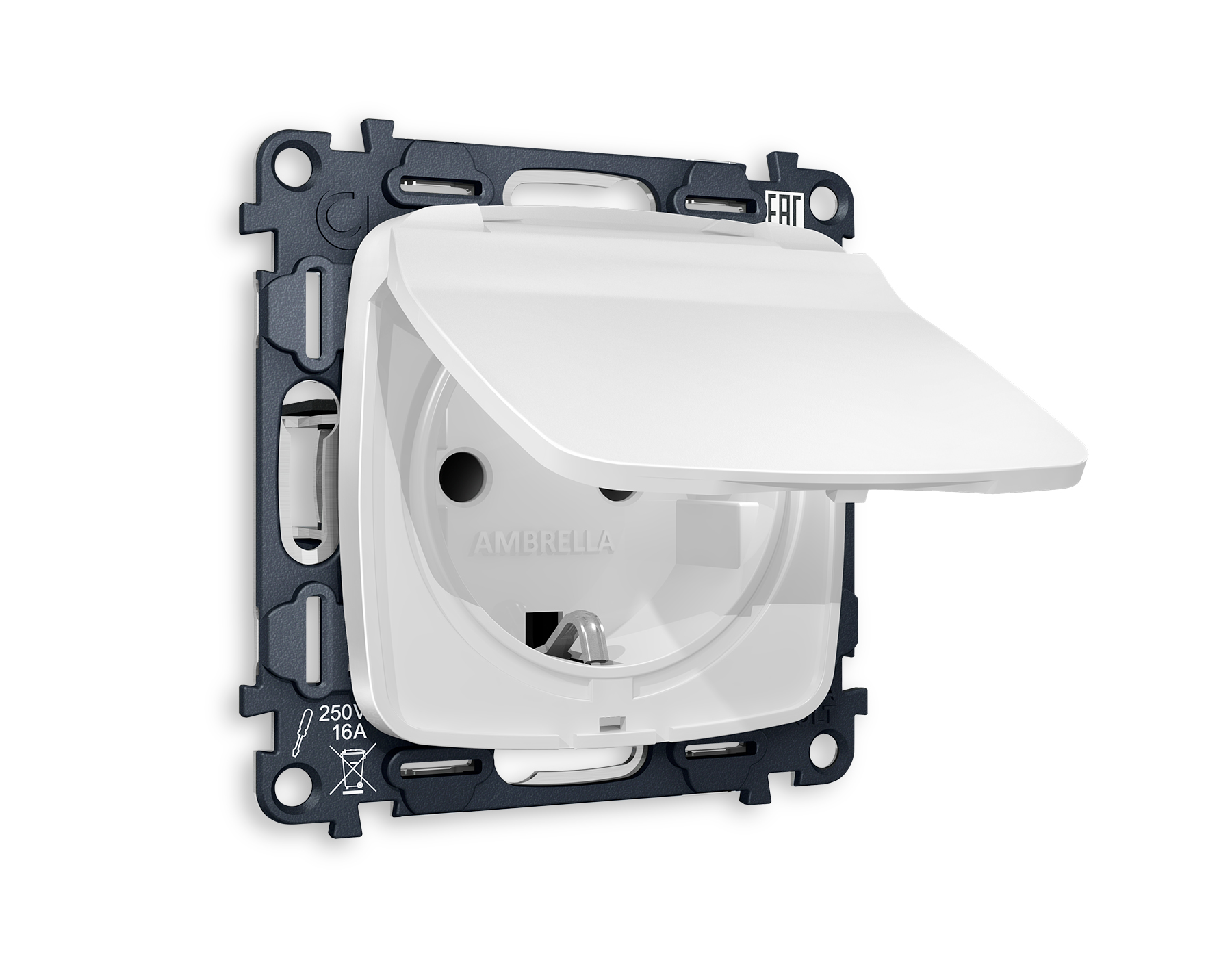 MO128010 Комплект механизма электр розетки OMEGA Белый матовы с/з штор/крыш IP44 QUANT(OP1280,VM141)