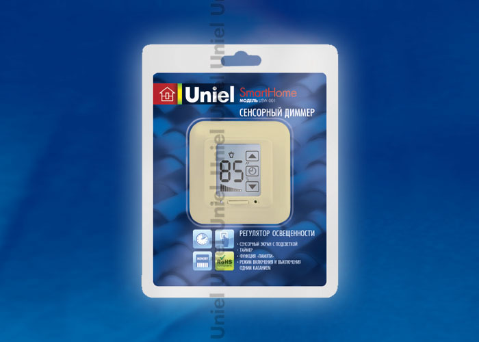 Выключатель USW-001-LCD-DM-40/500W-TM-M-BG Блистер диммер, таймер, сенсор.панель, Бежевый