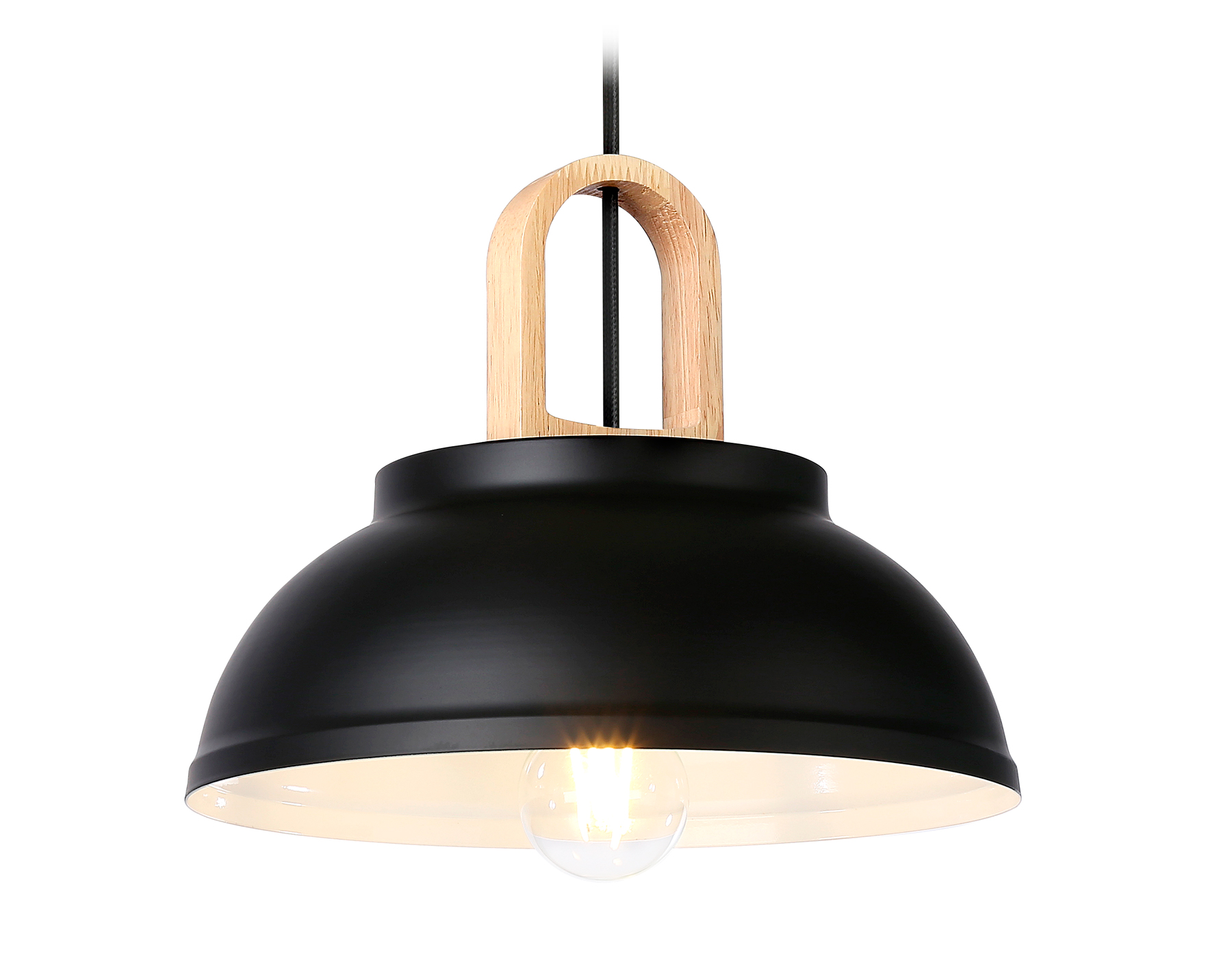 Светильник подвесной в стиле лофт Ambrella TR8192 BK/LW черный/светлое дерево E27 max 40W D290*900