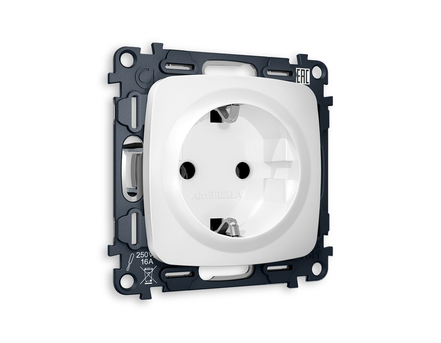 MO126010 Комплект механизма электр розетки OMEGA Белый матовый с/з винт/зажим QUANT (OP1260,VM141)