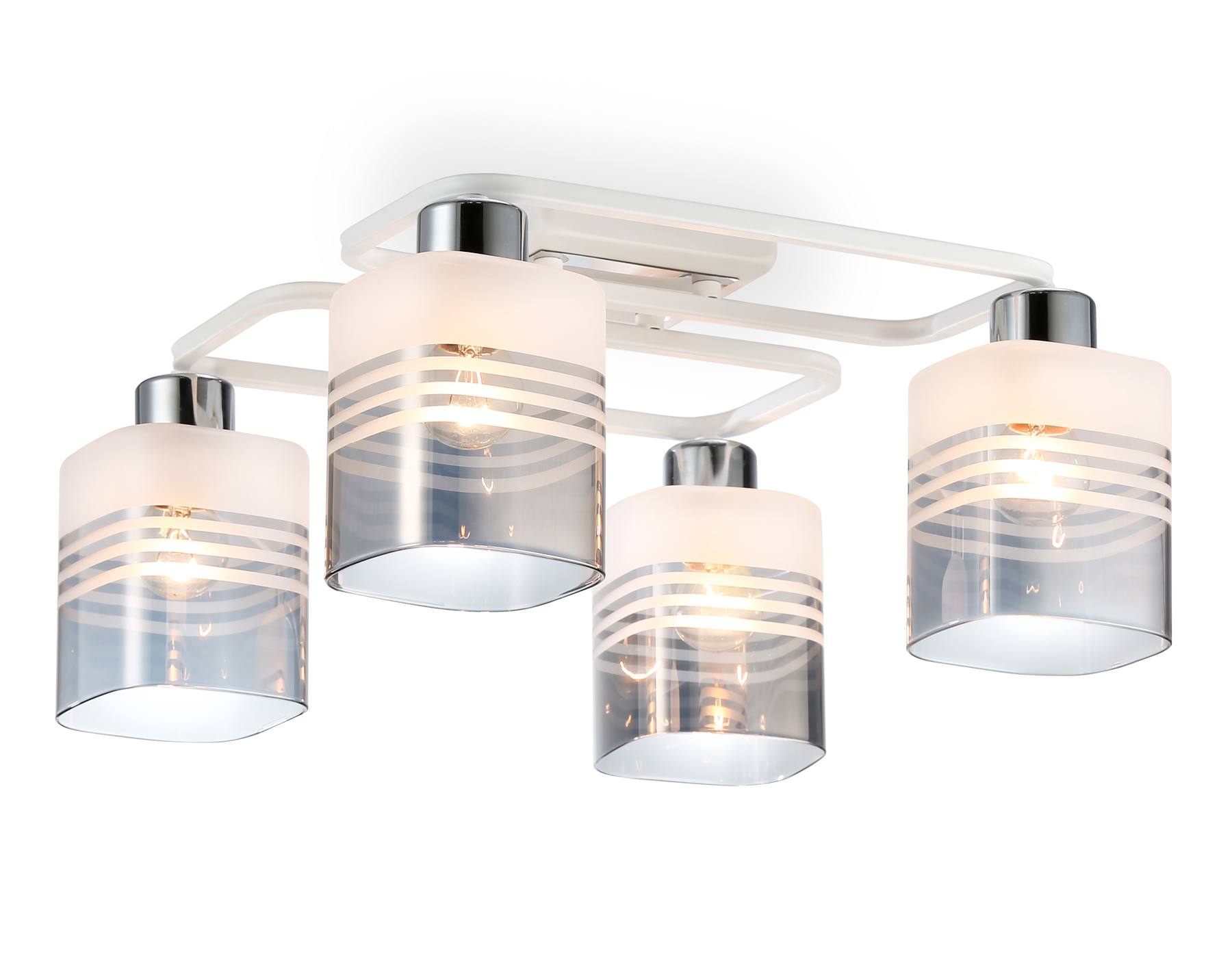 Люстра подвесная Ambrella TR303205/4 WH/CH/SM/FR белый/хром/дымчатый/белый матовый E27*4 max 60W 370