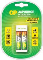 Зарядное устройство GP Е211 USB, 2 слота, в комплекте 2 х АА 2700мАч