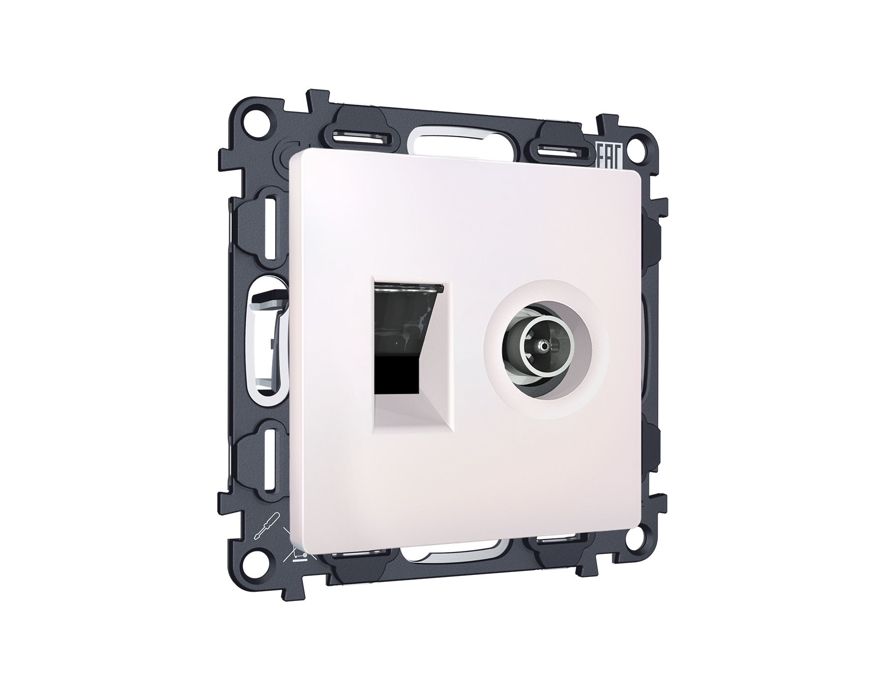 MA212510 Комплект механизма розетки компьютерной + TV оконечной RJ-45 с автоматической защитной штор