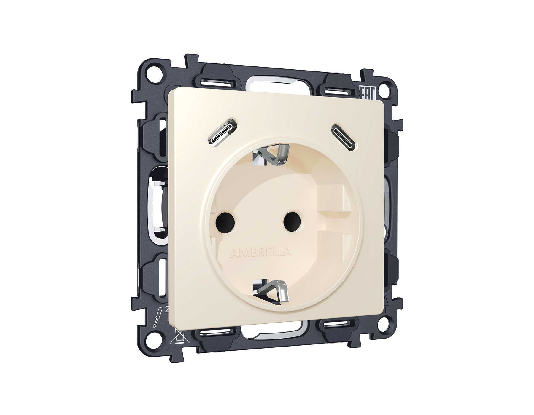 MA330510 Комплект механизма электрической розетки 2USB С+C 20W с/з на винтовых зажимах 16A-250V ALFA