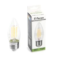 Лампа светодиодная FERON LB-713 11 230V E27 4000K  филамент С35 прозрачная