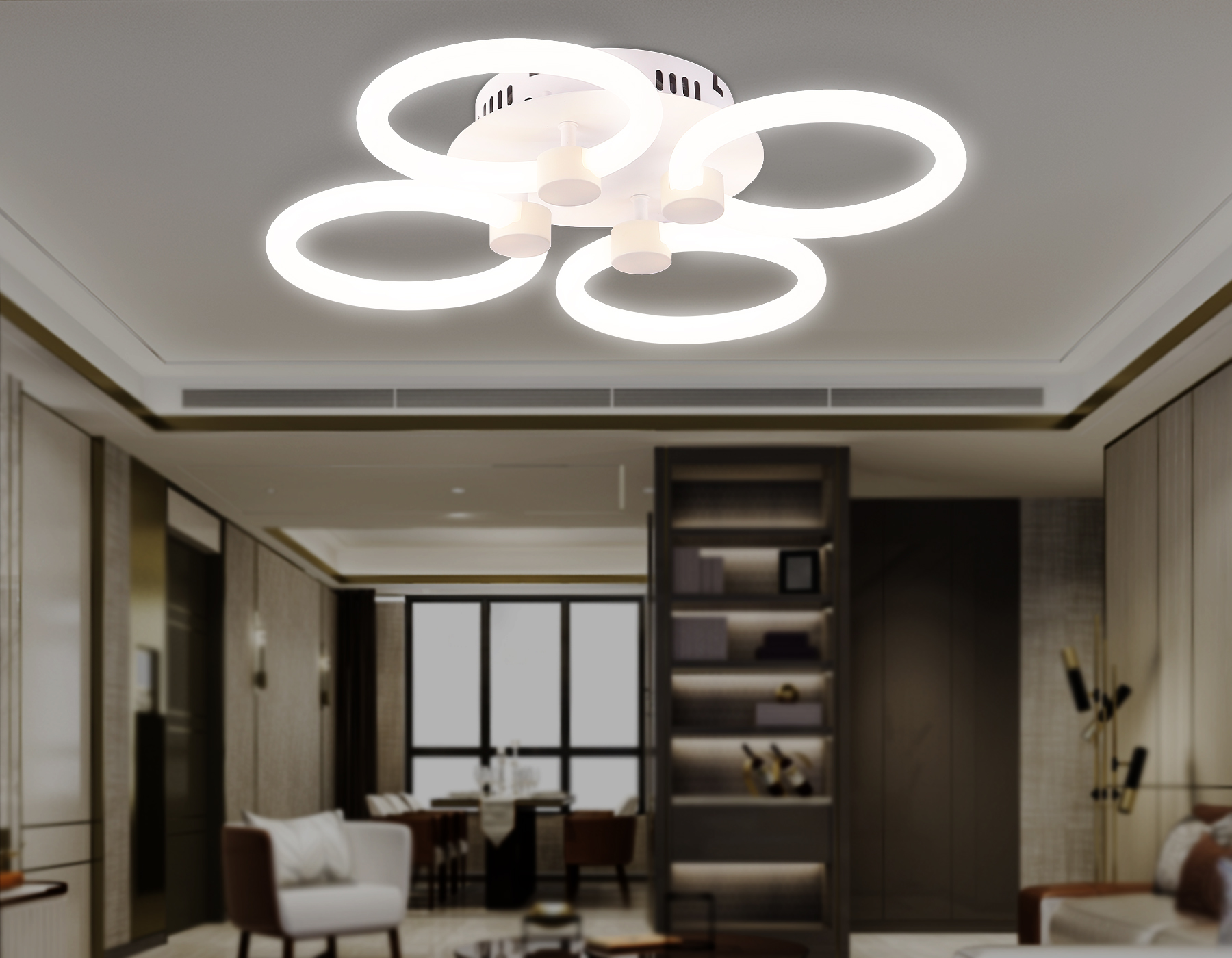 Светильник Ambrella FA3808/4 WH белый 3000K-6400K 82W 410*410*90 (ПДУ ИК)