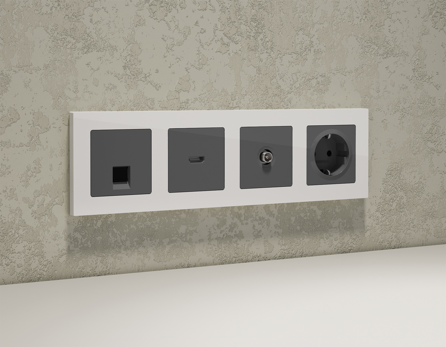 MA662010 Комплект механизма компьютер розетки ALFA Антрацит серы RJ-45(8P8C) шт QUANT(AP6620, VM188)