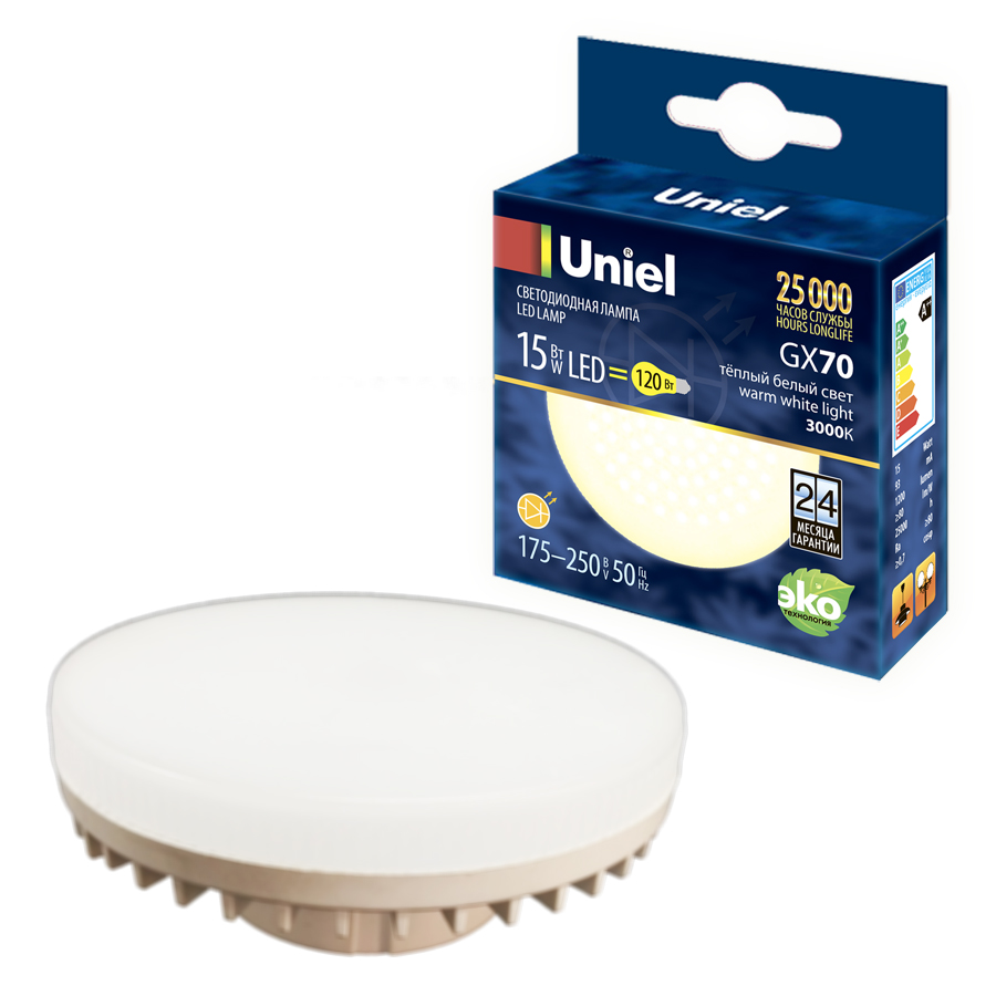Лампа светодиодная UNIEL LED-GX70-15W/3000K/GX70/FR PLZ01WH