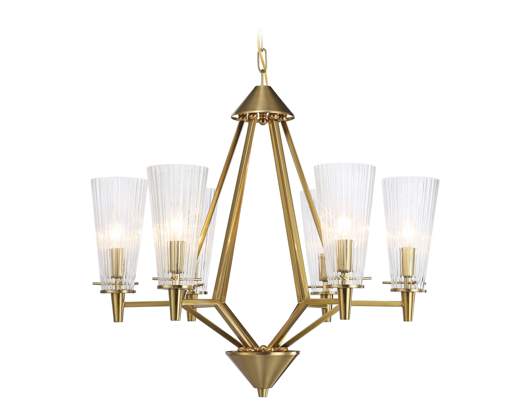 Люстра подвесная Ambrella TR3231/6 BS/FR латунь/белый матовый E14*6 max 40W D610*585